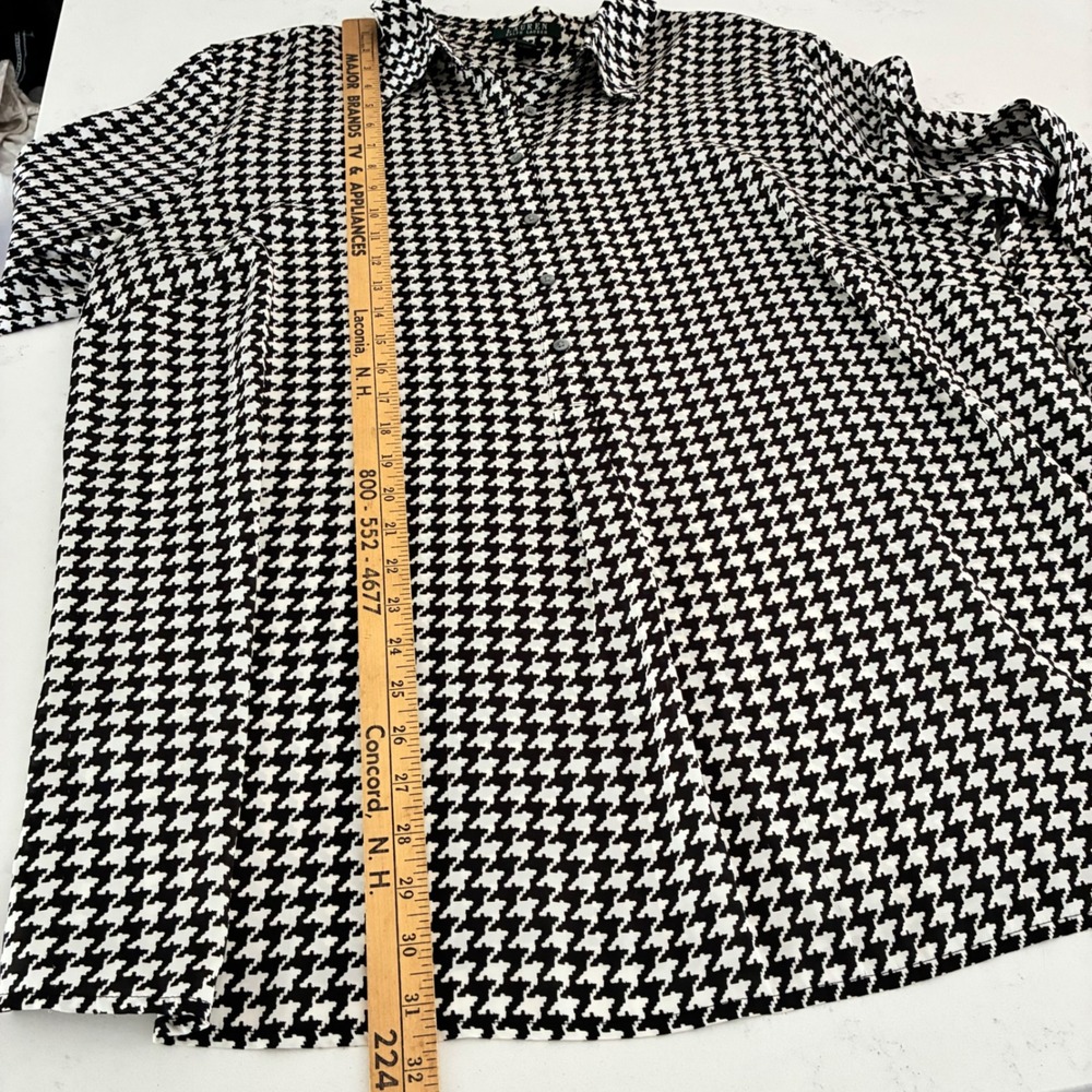 Lauren Ralph Lauren Shirt 3X Houndstooth Blouse Office Sophisticated Preppy - Picture 6 of 9